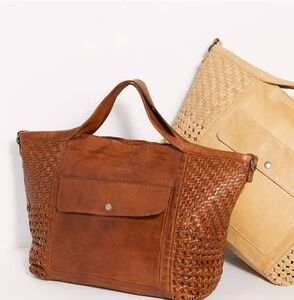 Latico Leather "Martine" Woven Tote Oversized Bag Color Honey